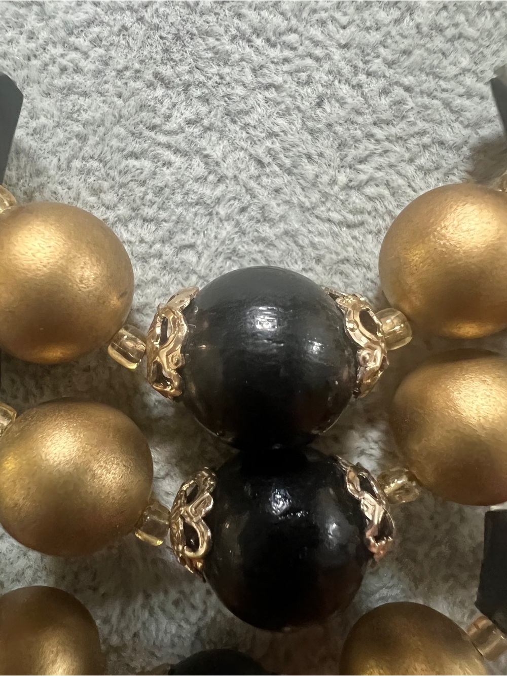 JAPAN Black and Gold Multi-Strand Beaded Necklace - Picture 4 of 7